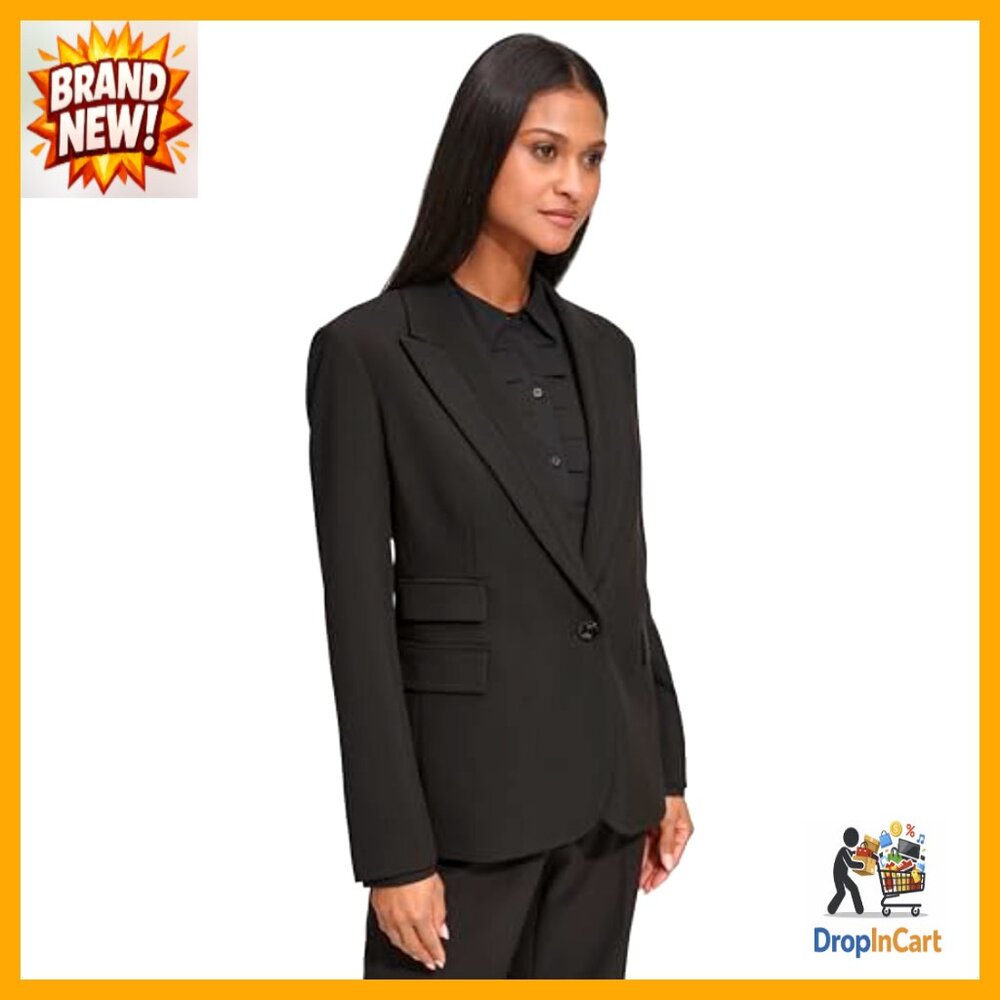 Classic One Button Blazer Structured Long Sleeve … - image 2